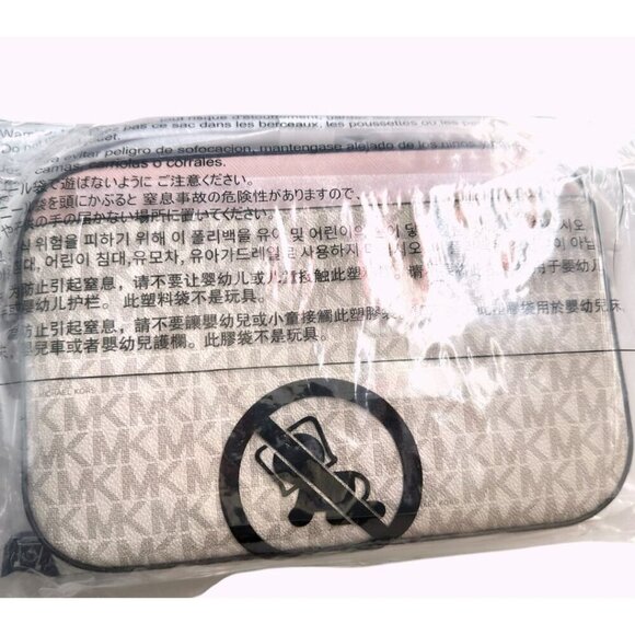 Michael Kors Womens Blush Cream Jet Set Large Logo Crossbody Bag New - Picture 8 of 9